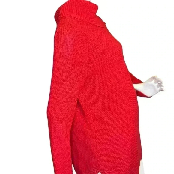 Talbots Holiday Festive Tie Front Cowl Neck Red Sweater. - Picture 4 of 11